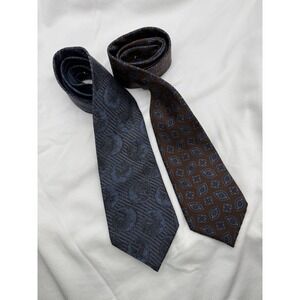 OSCAR DE LA RENTA Couture Designer Silk Necktie's Geometric USA Lot Of 2